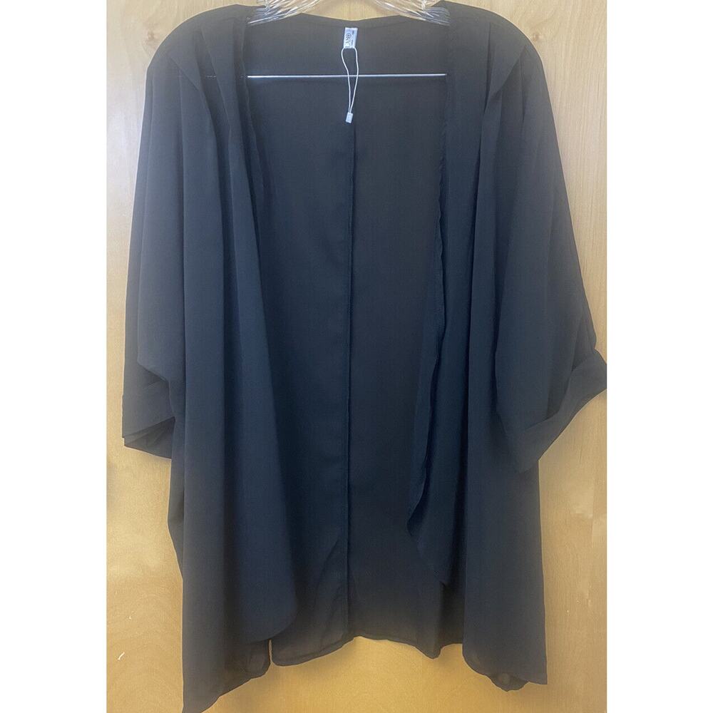 In’voland Women’s Black Short Sleeve Sheer Coverup Size 18W NEW